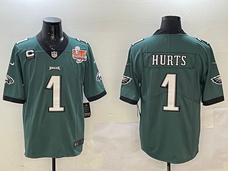 Men Philadelphia Eagles 1 Hurts Green Second generation Nike 2025 Limited NFL Jersey style 0225